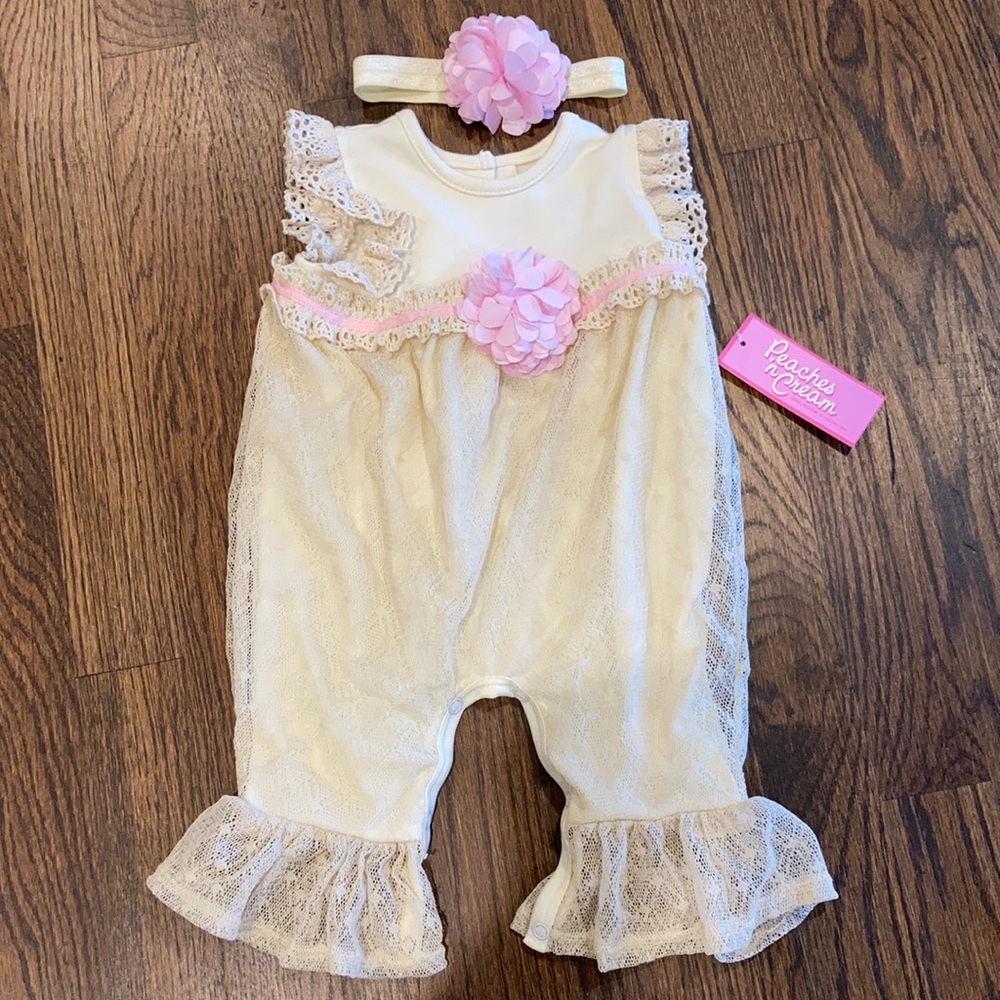 Peaches n Cream One Piece with Headband